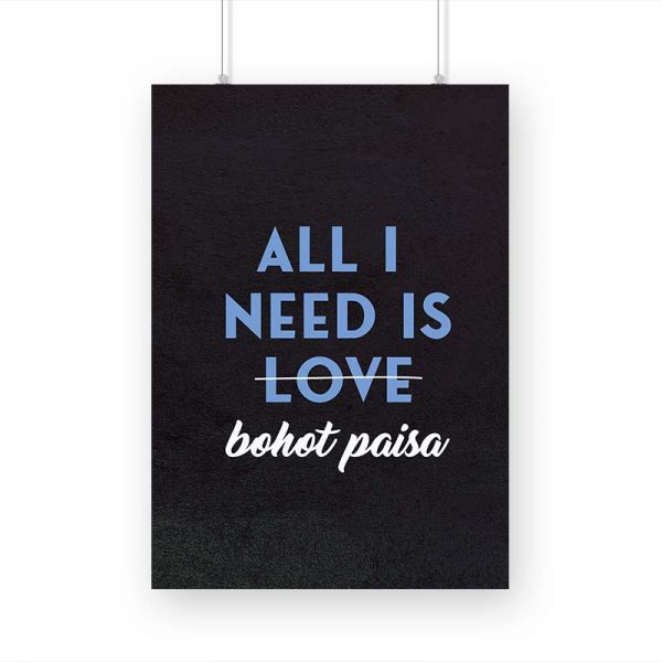 All I Need Is Bhaut Paisa Printed Poster